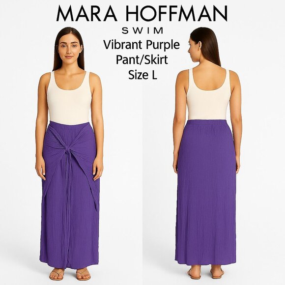 Mara Hoffman Swim Resort Cover-Up Skirt Pants Purple Large – Convertible Beach - Picture 1 of 9